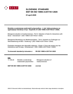 SIST EN ISO 10993-4:2017/A1:2025 SIST EN ISO 10993-4:2017/A1:2025 - Page 1 preview