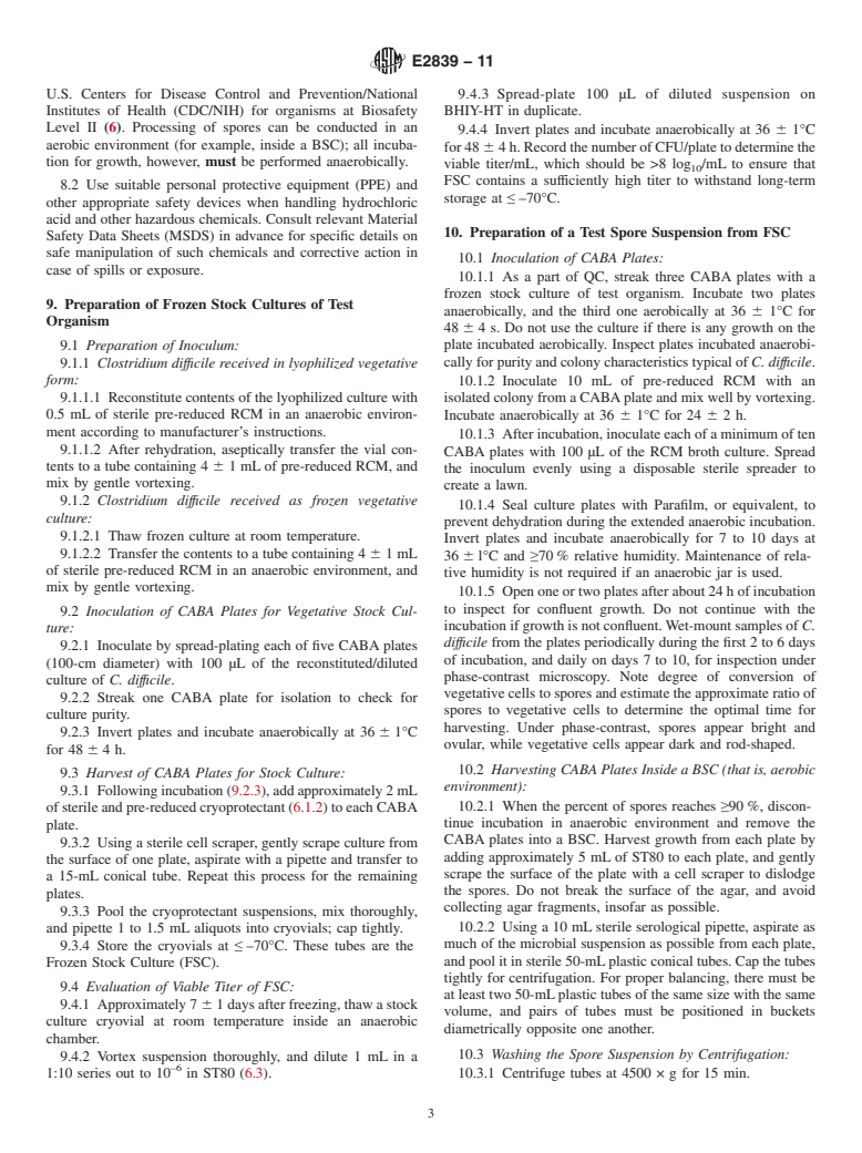 ASTM E2839-11 - Standard Test Method for Production of <i>Clostridium difficile</i> Spores for Use in Efficacy Evaluation of Antimicrobial Agents