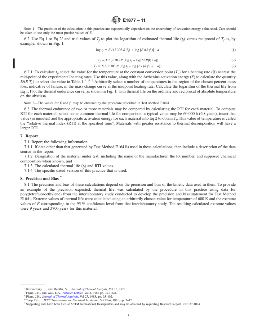 REDLINE ASTM E1877-11 - Standard Practice for Calculating Thermal Endurance of Materials from Thermogravimetric  Decomposition Data