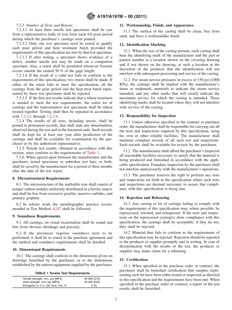 ASTM A197/A197M-00(2011) - Standard Specification for Cupola Malleable Iron