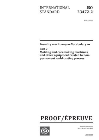 ISO/PRF 23472-2:Version 13-okt-2020 - Foundry machinery -- Vocabulary