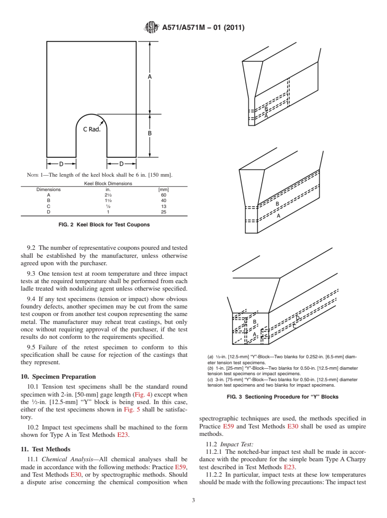 ASTM A571/A571M-01(2011) - Standard Specification for  Austenitic Ductile Iron Castings for Pressure-Containing Parts Suitable for Low-Temperature Service