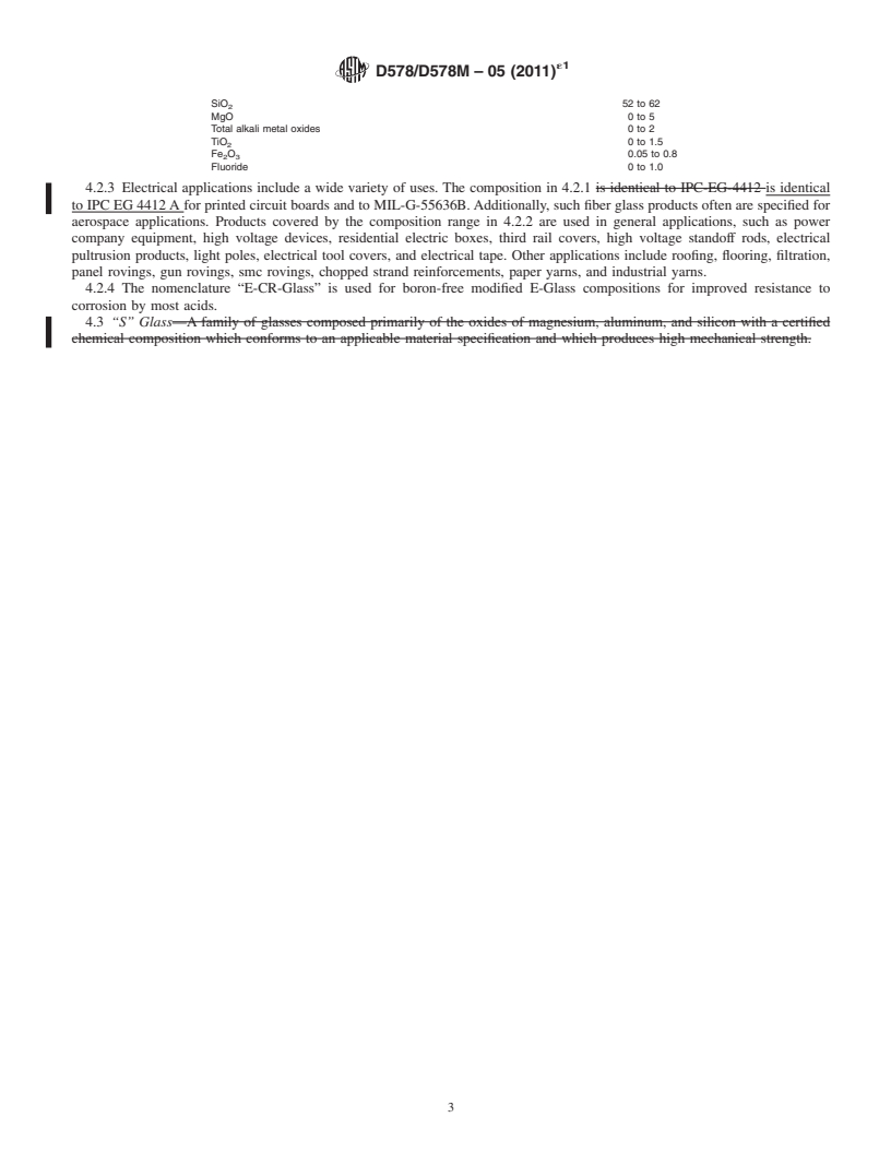 REDLINE ASTM D578/D578M-05(2011)e1 - Standard Specification for Glass Fiber Strands