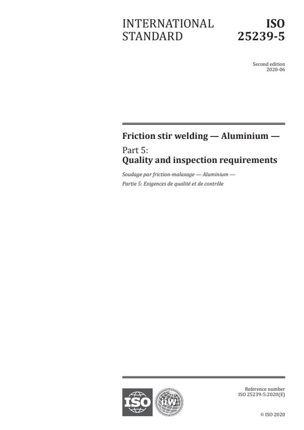 ISO 25239-5:2020 - Friction stir welding -- Aluminium