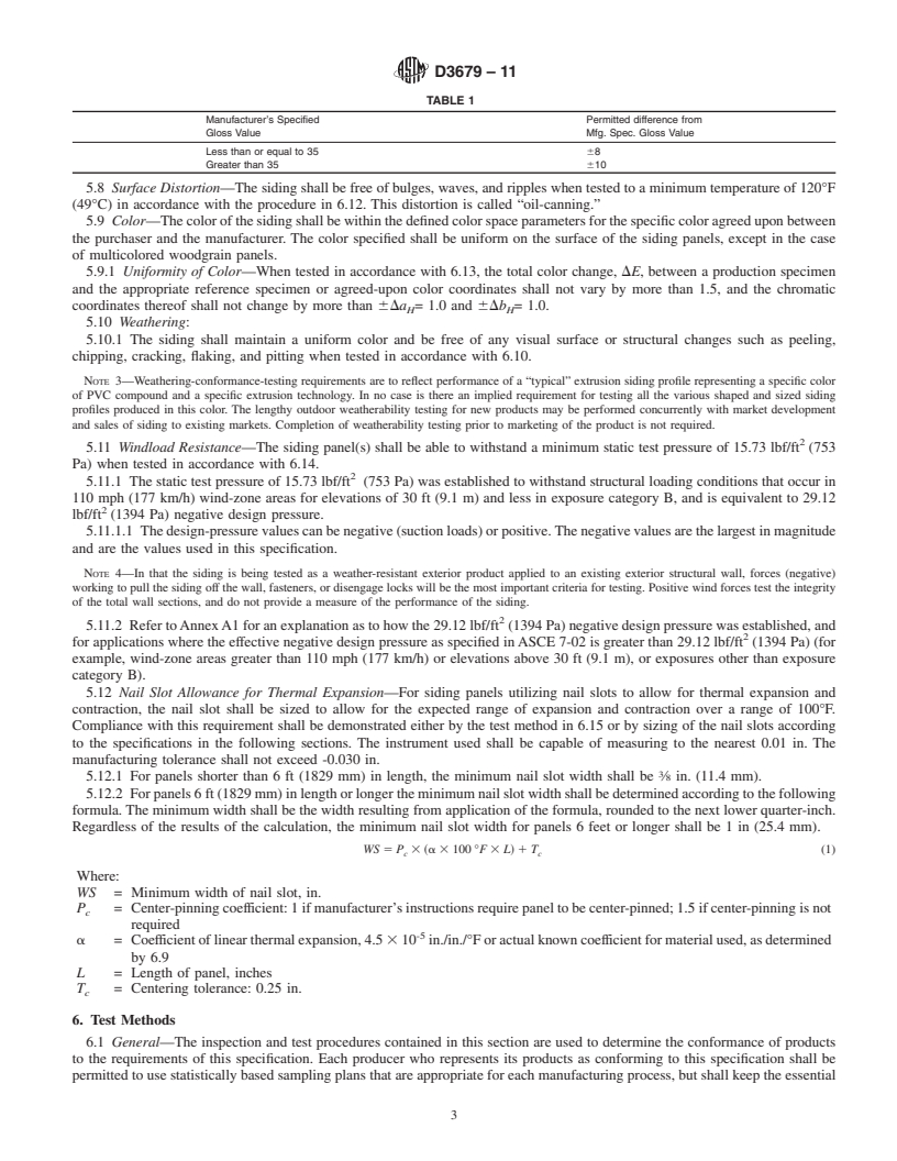 REDLINE ASTM D3679-11 - Standard Specification for  Rigid Poly(Vinyl Chloride) (PVC) Siding