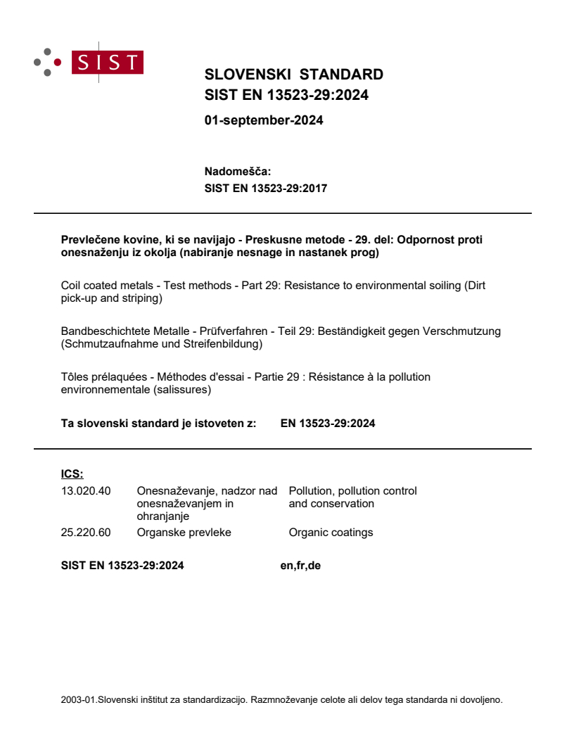 EN 13523-29:2024 - BARVE