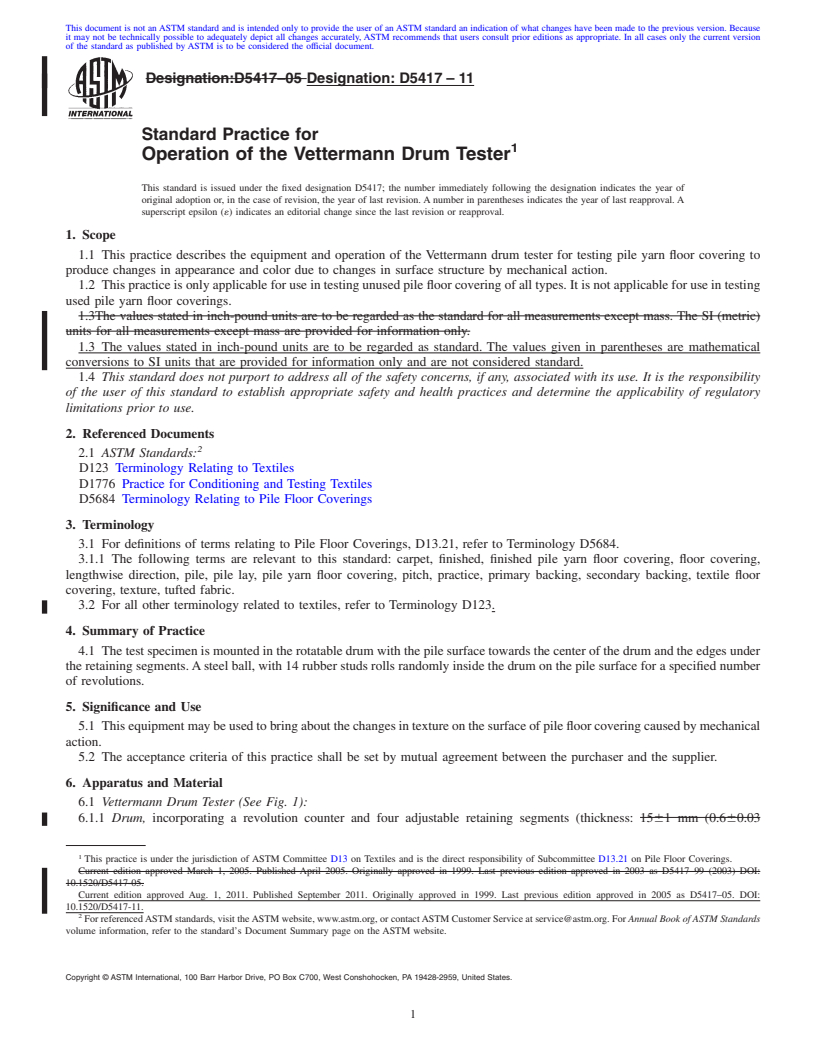 REDLINE ASTM D5417-11 - Standard Practice for  Operation of the Vettermann Drum Tester