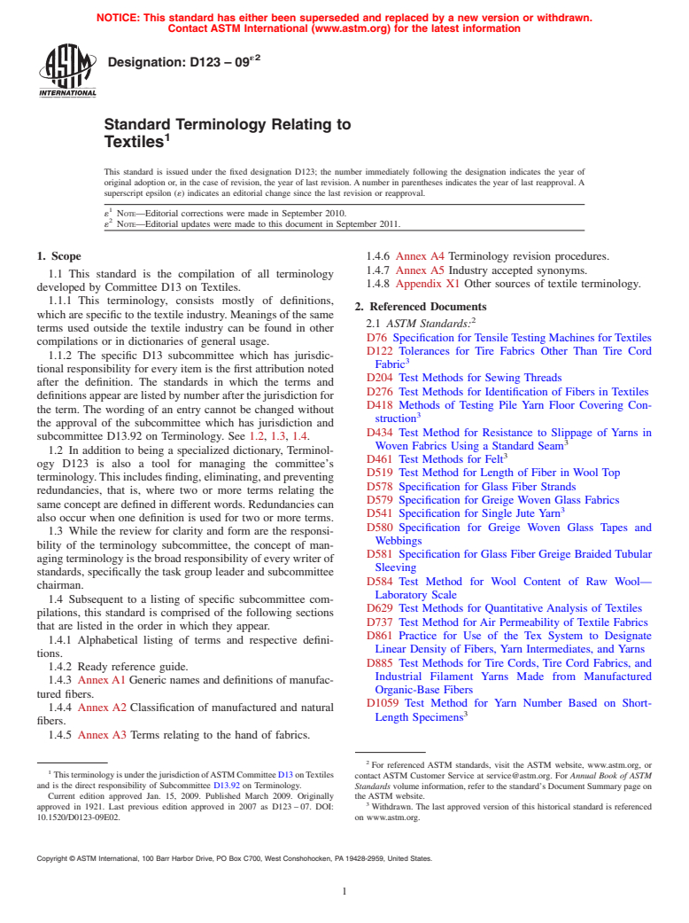 ASTM D123-09e2 - Standard Terminology Relating to  Textiles