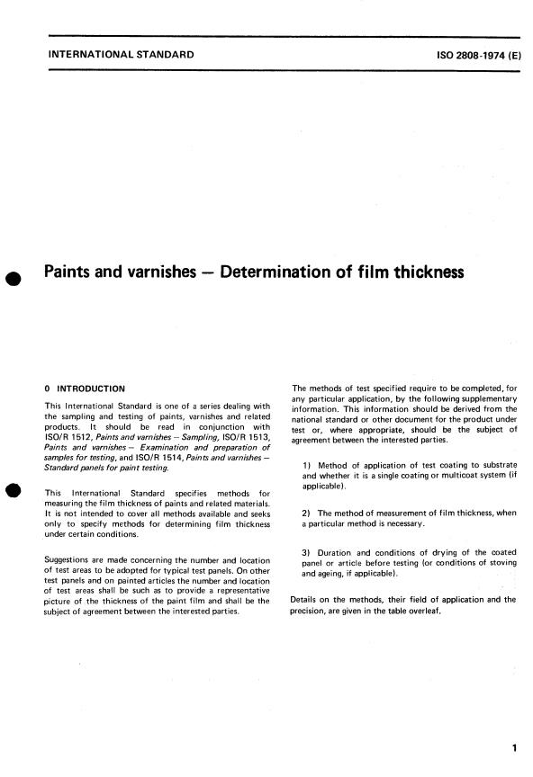 ISO 2808:1974 - Paints and varnishes -- Determination of film thickness