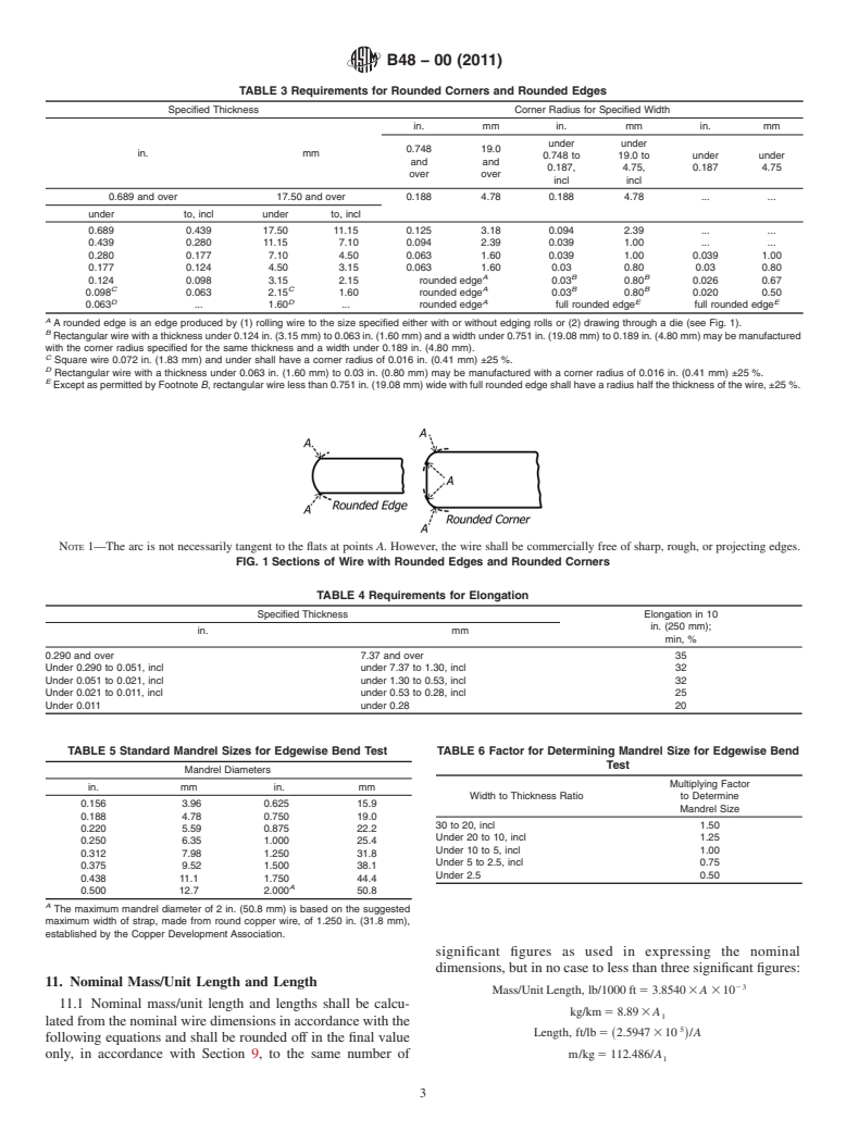 ASTM B48-00(2011) - Standard Specification for  Soft Rectangular and Square Bare Copper Wire for Electrical Conductors