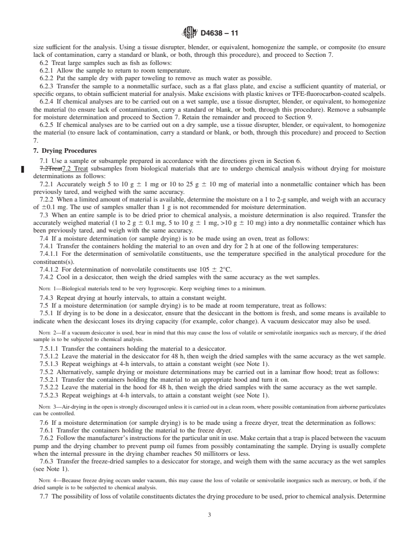 REDLINE ASTM D4638-11 - Standard Guide for  Preparation of Biological Samples for Inorganic Chemical Analysis