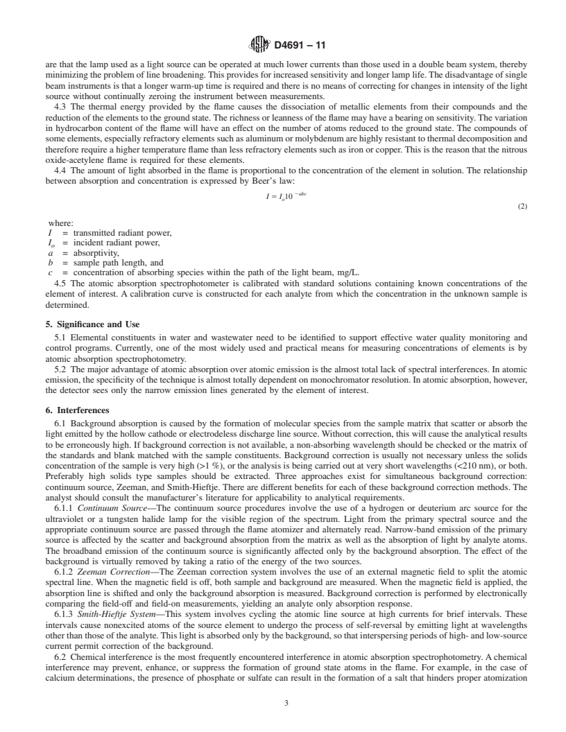 REDLINE ASTM D4691-11 - Standard Practice for  Measuring Elements in Water by Flame Atomic Absorption Spectrophotometry