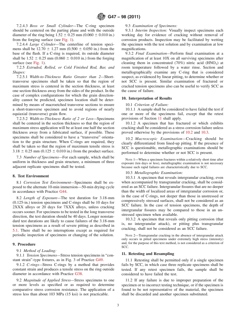 ASTM G47-98(2011) - Standard Test Method for Determining Susceptibility to Stress-Corrosion Cracking of 2XXX and 7XXX Aluminum Alloy Products