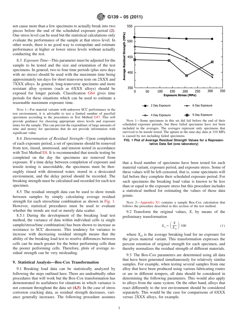 ASTM G139-05(2011) - Standard Test Method for Determining Stress-Corrosion Cracking Resistance of Heat-Treatable Aluminum Alloy Products Using Breaking Load Method