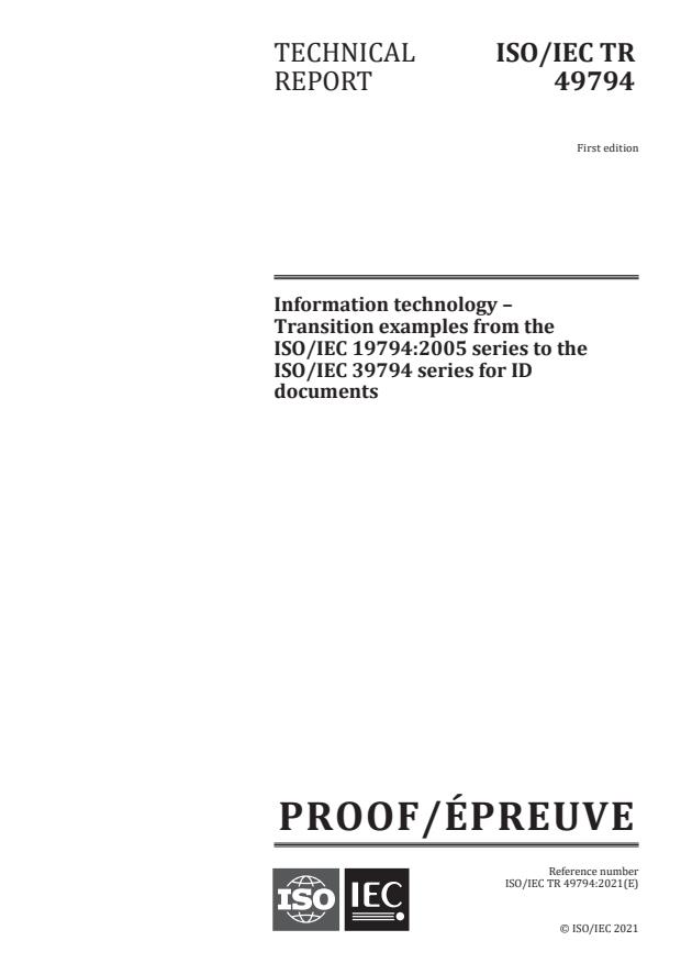 ISO/IEC PRF TR 49794 - Information technology – Transition examples from the ISO/IEC 19794:2005 series to the ISO/IEC 39794 series for ID documents