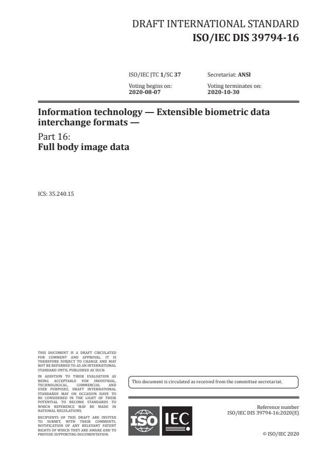 ISO/IEC DIS 39794-16