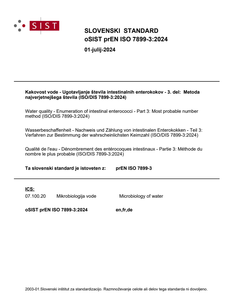 prEN ISO 7899-3:2024