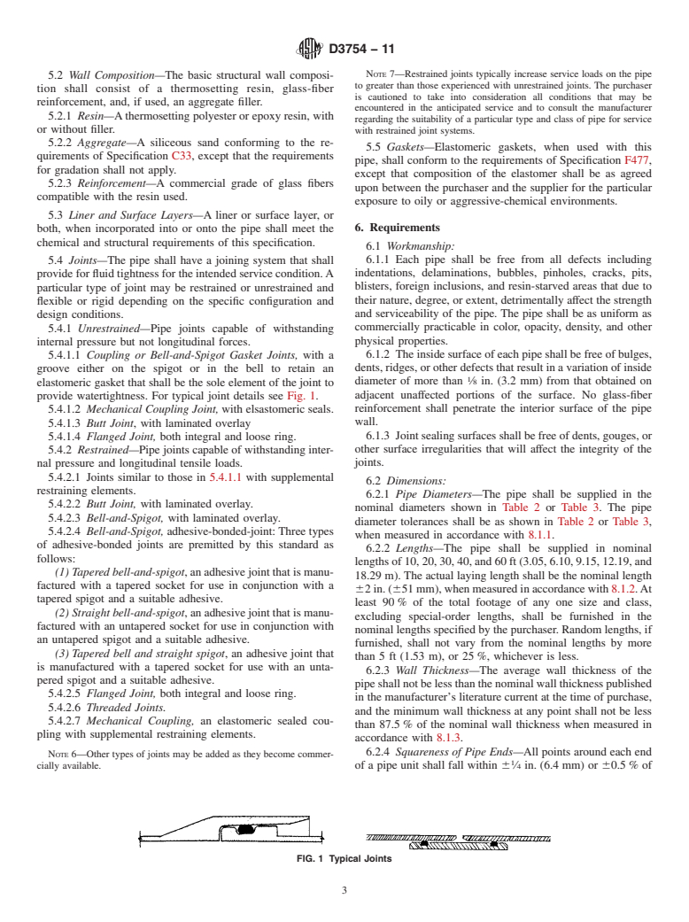 ASTM D3754-11 - Standard Specification for  <span class='unicode'>&#x201C;</span>Fiberglass<span class='unicode'>&#x201D;</span> (Glass-Fiber-Reinforced Thermosetting-Resin) Sewer and Industrial Pressure Pipe