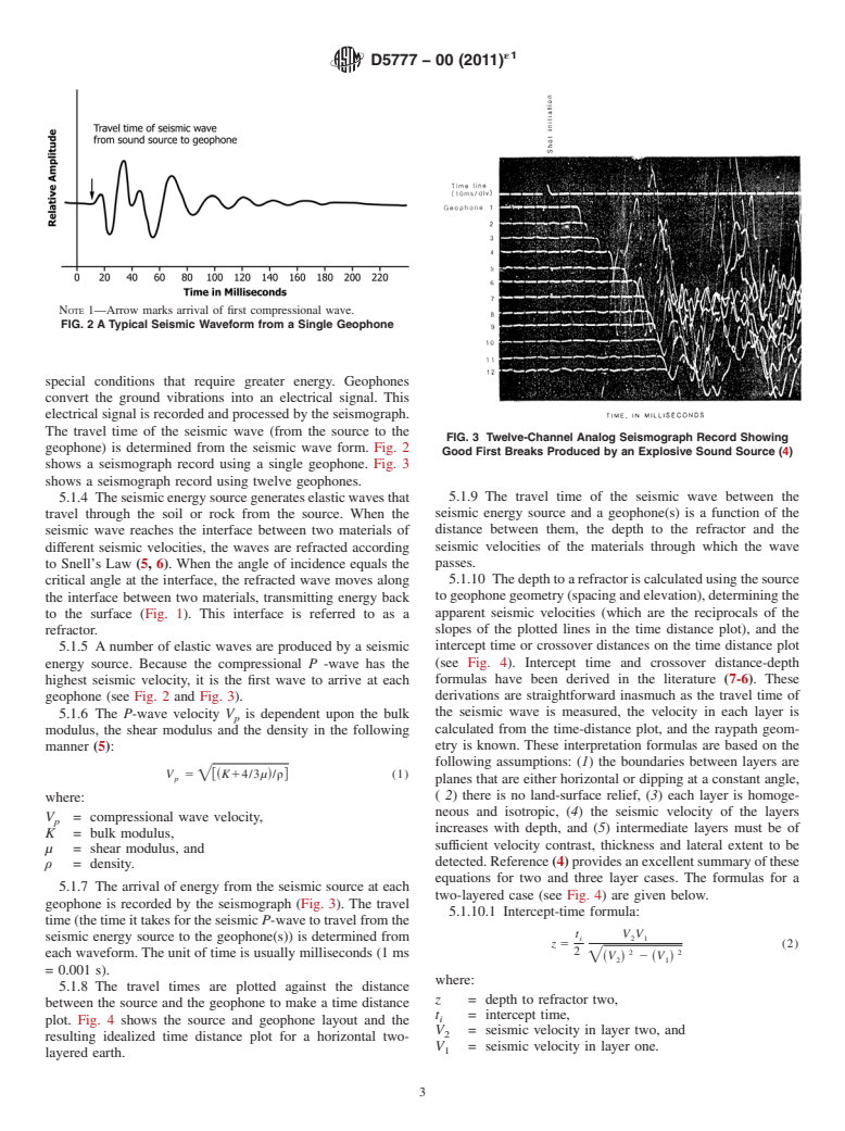 ASTM D5777-00(2011)e1 - Standard Guide for  Using the Seismic Refraction Method for Subsurface Investigation