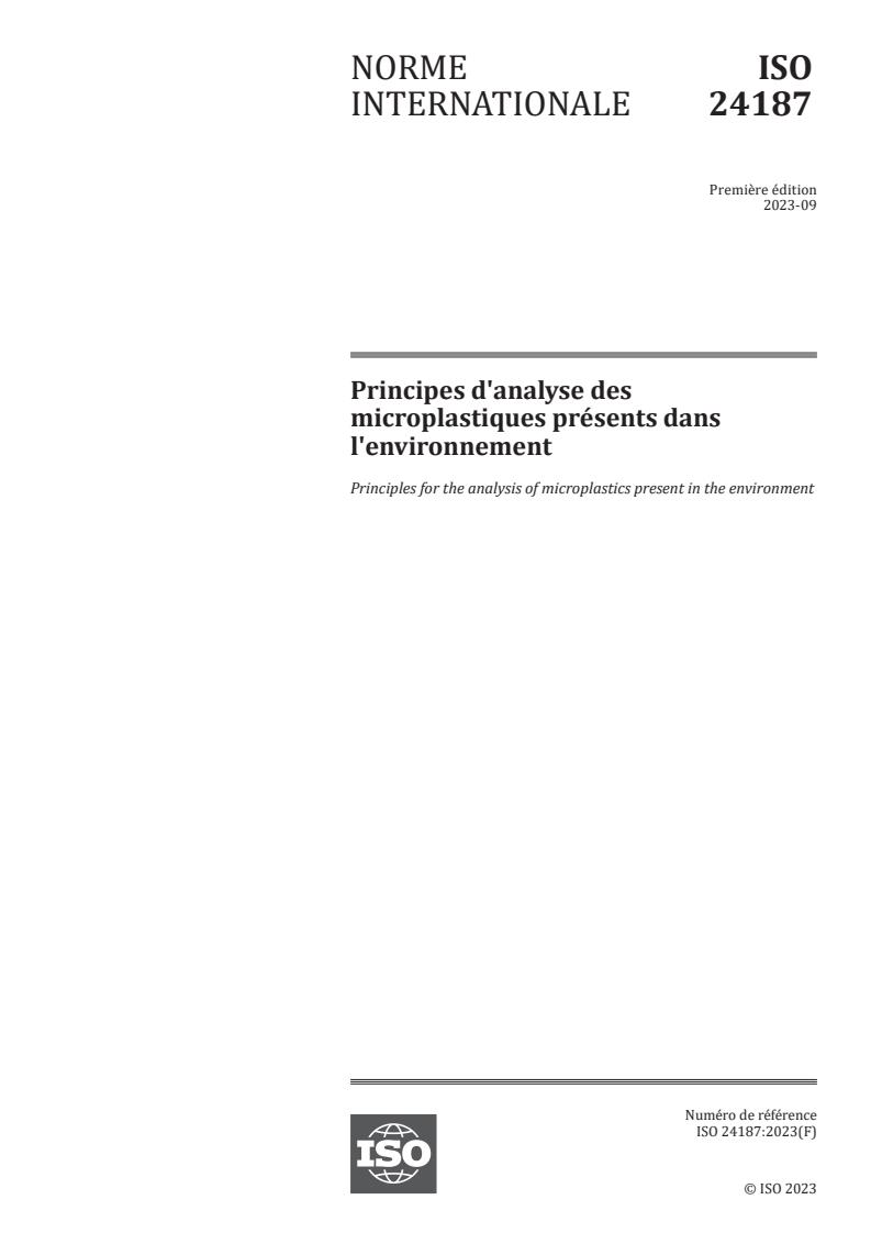 ISO 24187:2023 - Principes d'analyse des microplastiques présents dans l'environnement
Released:20. 09. 2023