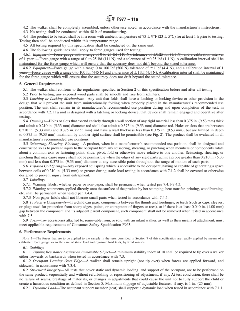 REDLINE ASTM F977-11a - Standard Consumer Safety Specification for Infant Walkers