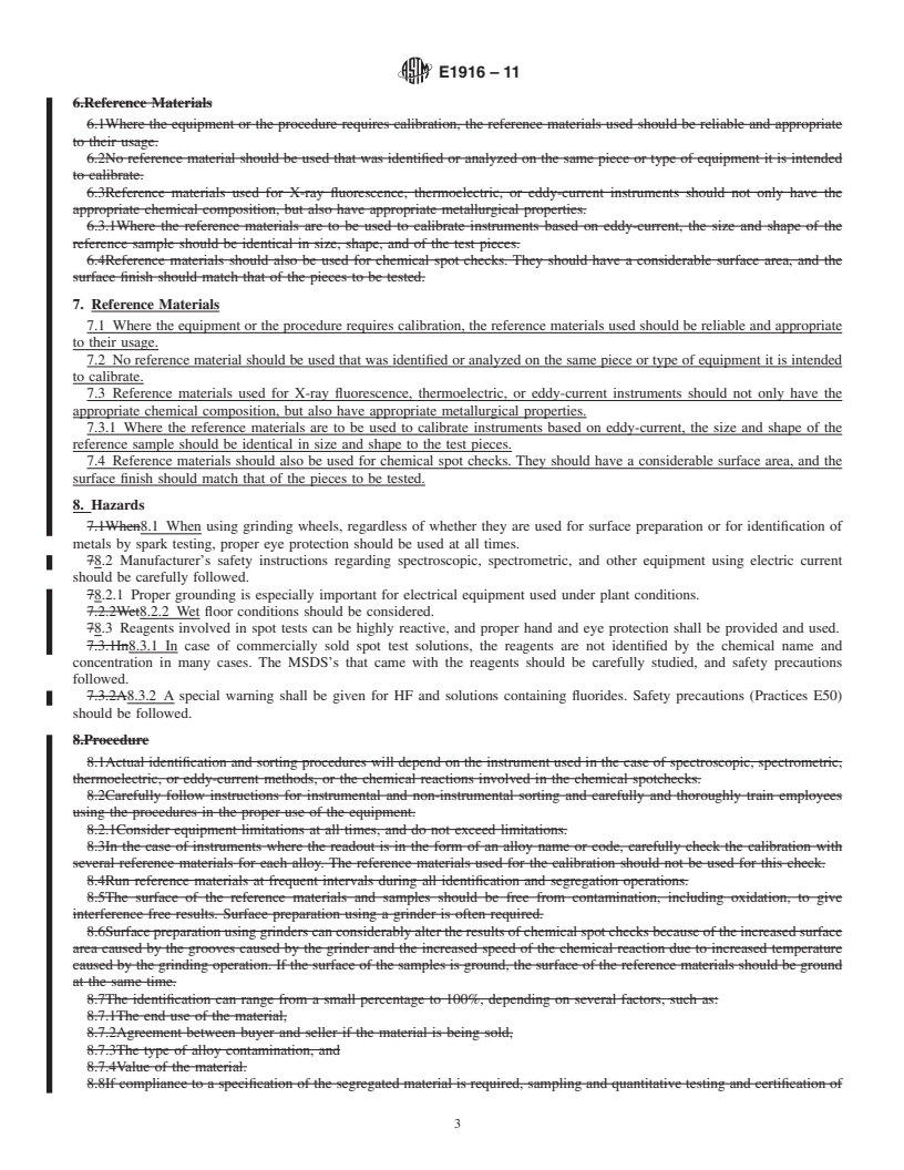 REDLINE ASTM E1916-11 - Standard Guide for  Identification of Mixed Lots of Metals