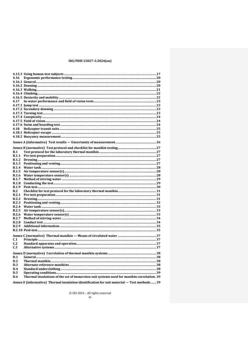 ISO/FDIS 15027-3.2 REDLINE ISO/FDIS 15027-3 - Immersion suits — Part 3: Test methods
Released:15. 07. 2024 - Page 4 preview