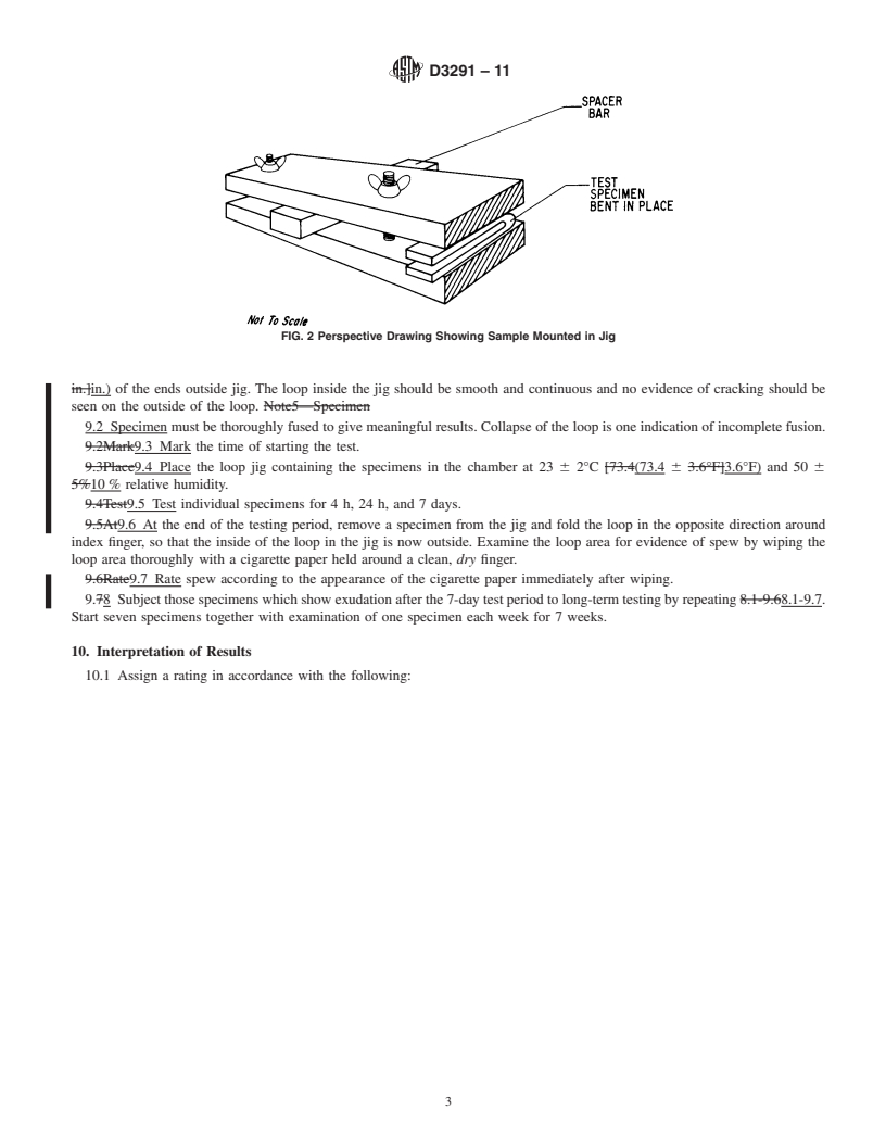 REDLINE ASTM D3291-11 - Standard Practice for  Compatibility of Plasticizers in Poly(Vinyl Chloride) Plastics Under Compression