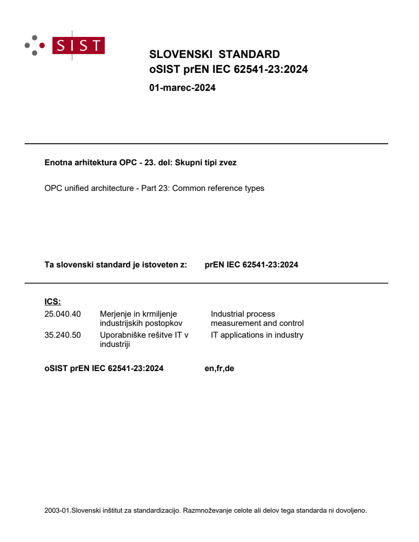 prEN IEC 62541-23:2024 - BARVE