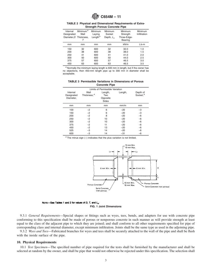 REDLINE ASTM C654M-11 - Standard Specification for  Porous Concrete Pipe (Metric)
