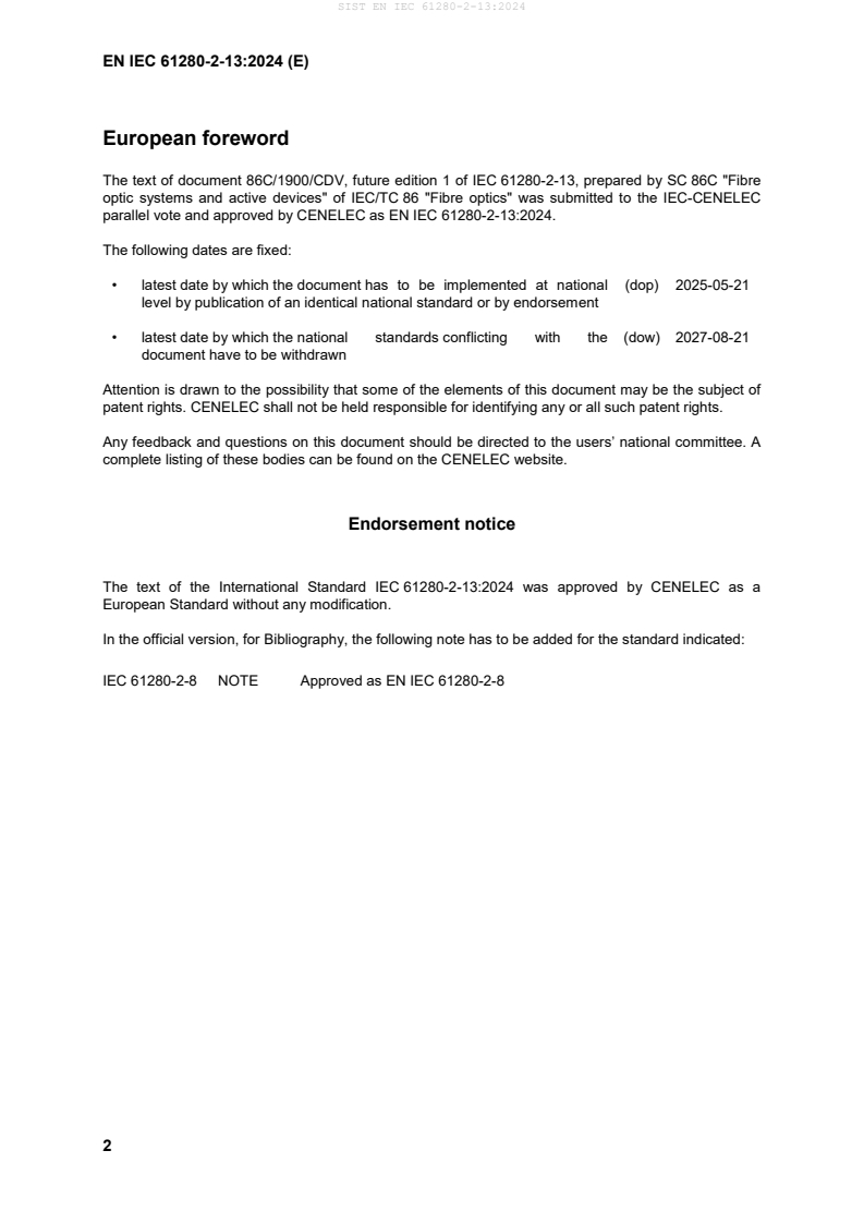 SIST EN IEC 61280-2-13:2024 SIST EN IEC 61280-2-13:2024 - Page 4 preview