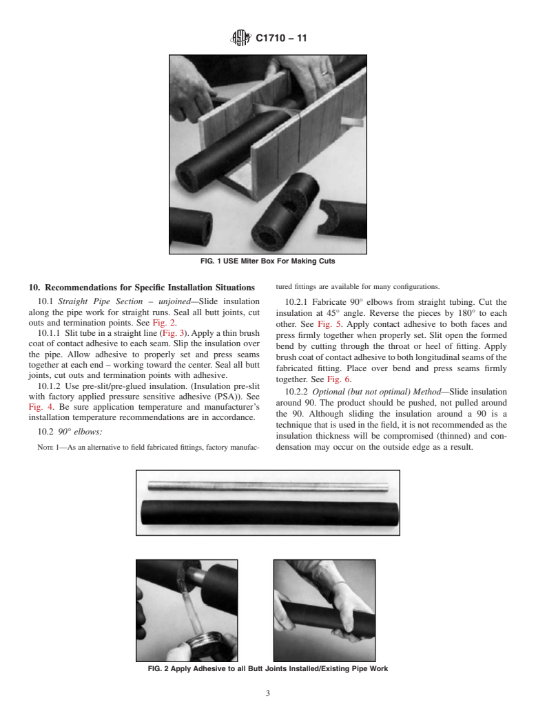 ASTM C1710-11 - Standard Guide for Installation of Flexible Closed Cell Preformed Insulation in Tube and Sheet Form