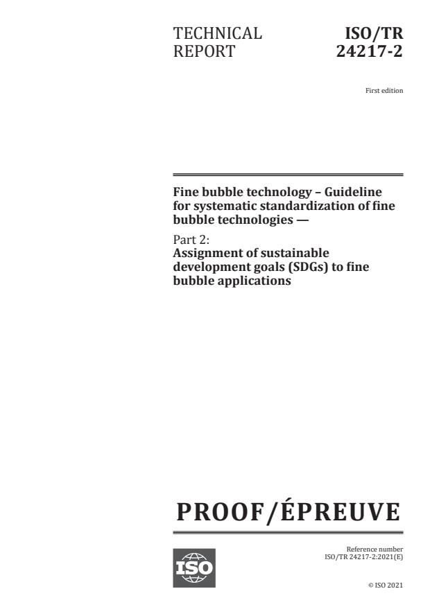 ISO/PRF TR 24217-2:Version 06-mar-2021 - Fine bubble technology – Guideline for systematic standardization of fine bubble technologies