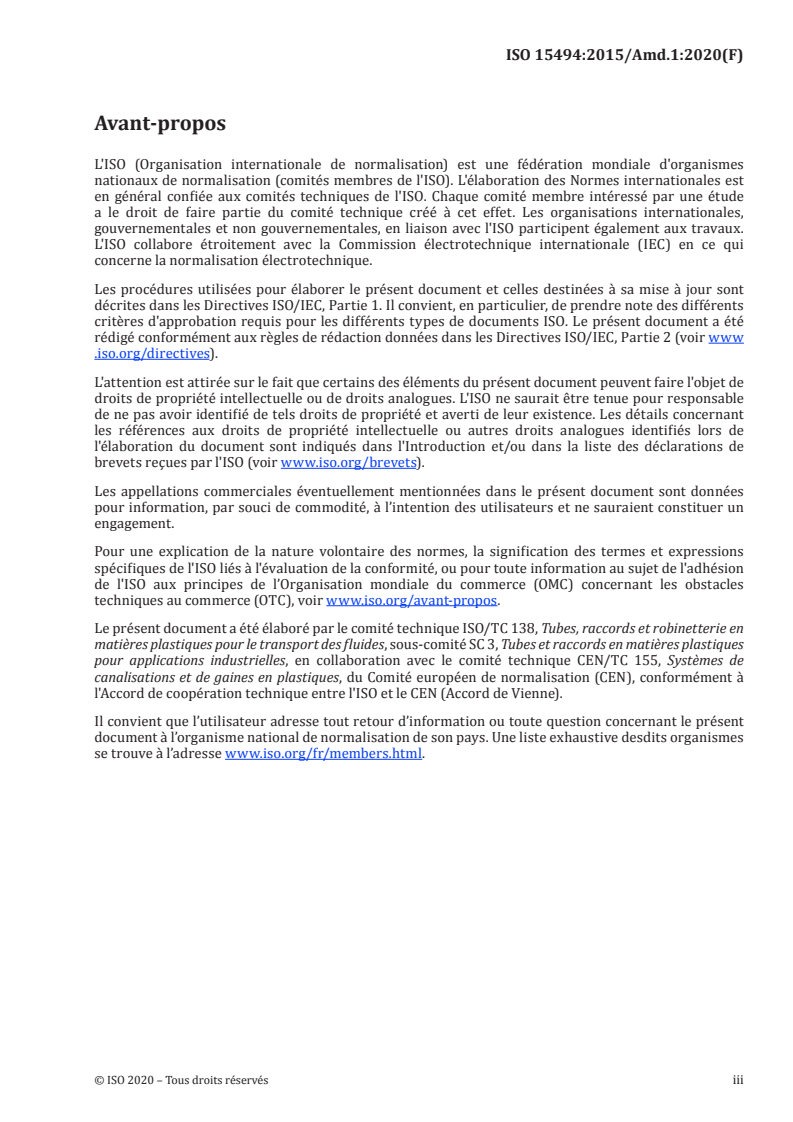 ISO 15494:2015/Amd 1:2020 - Systèmes de canalisations en matières plastiques pour les applications industrielles — Polybutène (PB), polyéthylène (PE), polyéthylène de meilleure résistance à la température (PE-RT), polyéthylène réticulé (PE-X), polypropylène (PP) — Séries métriques pour les spécifications pour les composants et le système — Amendement 1
Released:11/2/2020
