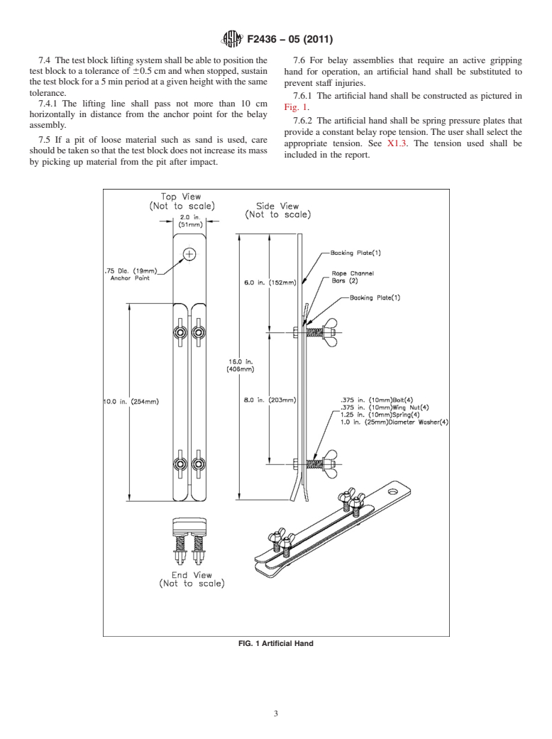 ASTM F2436-05(2011) - Standard Test Method for Measuring the Performance of Synthetic Rope Rescue Belay Systems Using a Drop Test