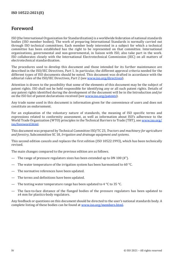 ISO 10522:2021 ISO 10522:2021 - Agricultural irrigation equipment -- Direct-acting pressure-regulating valves - Page 4 preview