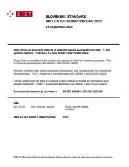 SIST EN IEC 60309-1:2022/AC:2023 SIST EN IEC 60309-1:2022/AC:2023 - Page 1 preview