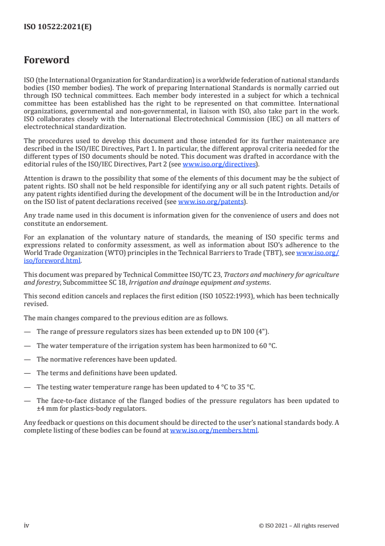 ISO 10522:2021 ISO 10522:2021 - Agricultural irrigation equipment — Direct-acting pressure-regulating valves
Released:8/25/2021 - Page 4 preview
