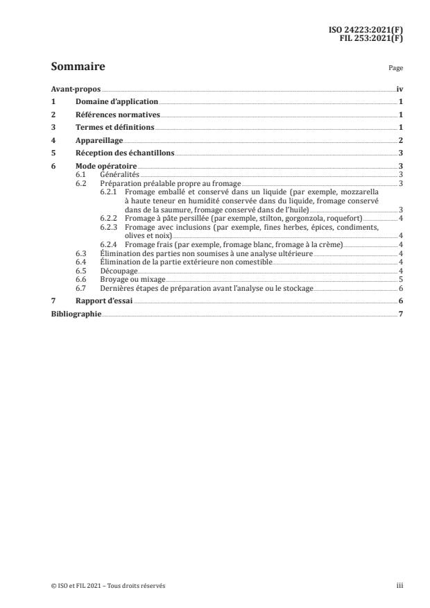 ISO 24223:2021 - Fromage -- Lignes directrices pour la préparation des échantillons en vue des essais physiques et chimiques