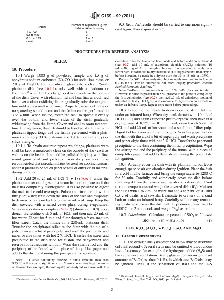 ASTM C169-92(2011) - Standard Test Methods for  Chemical Analysis of Soda-Lime and Borosilicate Glass