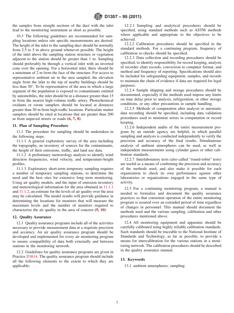 ASTM D1357-95(2011) - Standard Practice for  Planning the Sampling of the Ambient Atmosphere