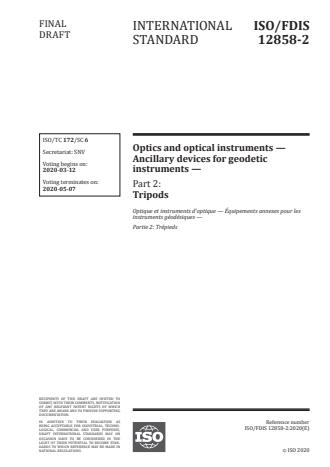 ISO 12858-2:2020 - Optics and optical instruments -- Ancillary devices for geodetic instruments