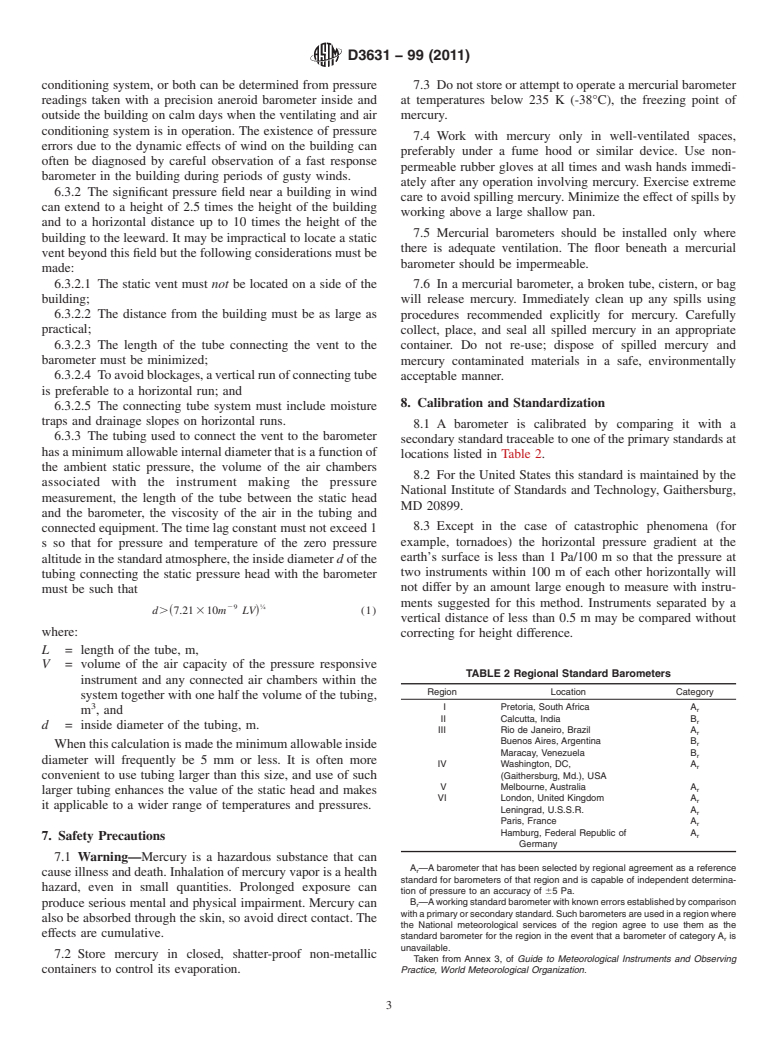 ASTM D3631-99(2011) - Standard Test Methods for Measuring Surface Atmospheric Pressure