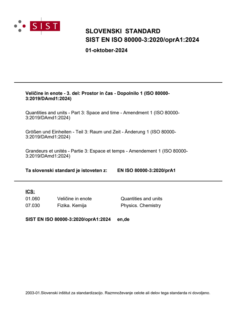 EN ISO 80000-3:2020/oprA1:2024