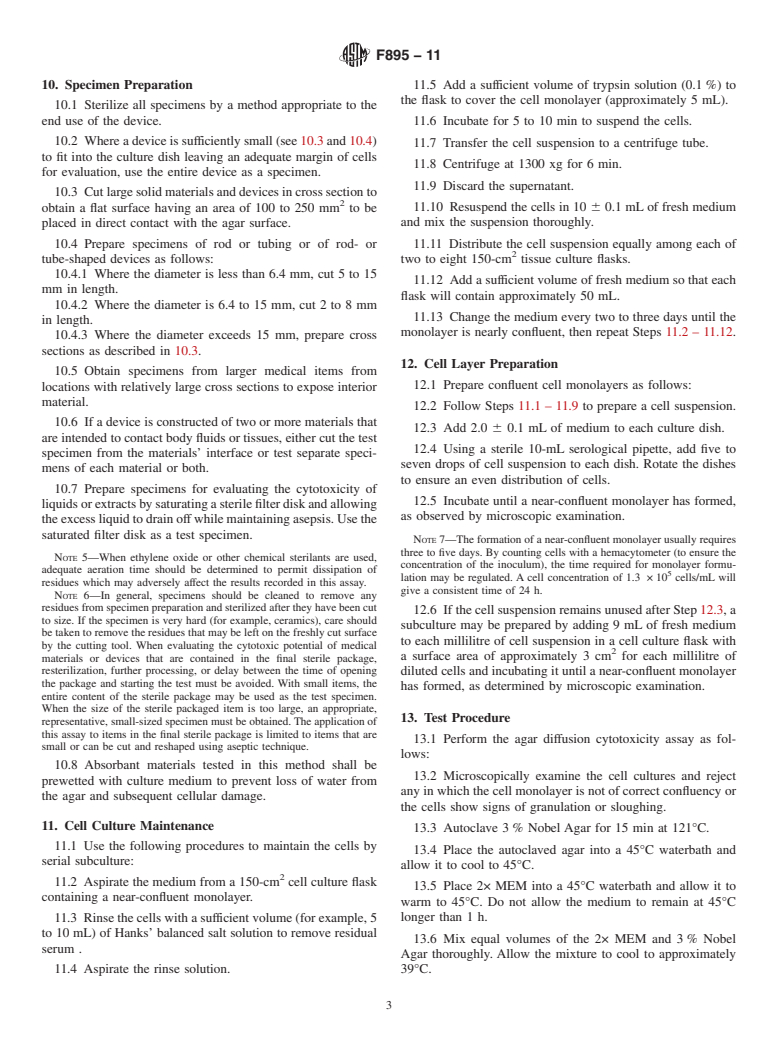 ASTM F895-11 - Standard Test Method for  Agar Diffusion Cell Culture Screening for Cytotoxicity