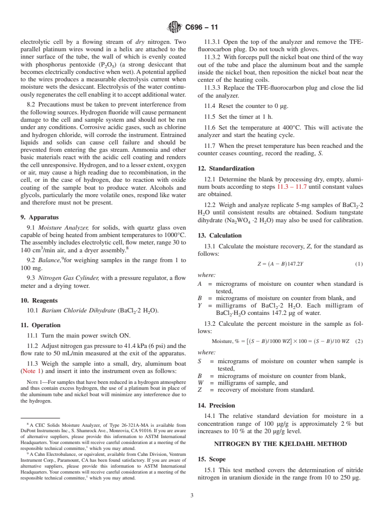 ASTM C696-11 - Standard Test Methods for  Chemical, Mass Spectrometric, and Spectrochemical Analysis of Nuclear-Grade Uranium Dioxide Powders and Pellets