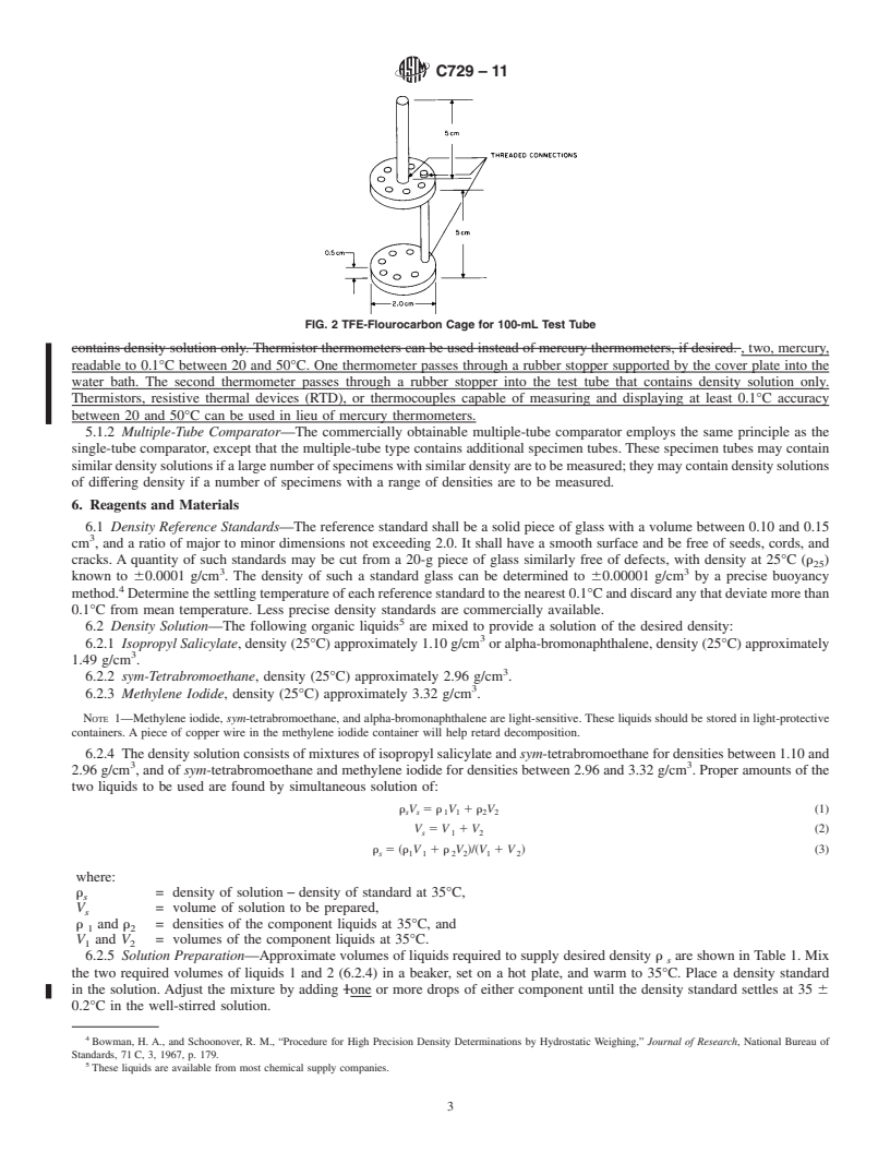 REDLINE ASTM C729-11 - Standard Test Method for  Density of Glass by the Sink-Float Comparator