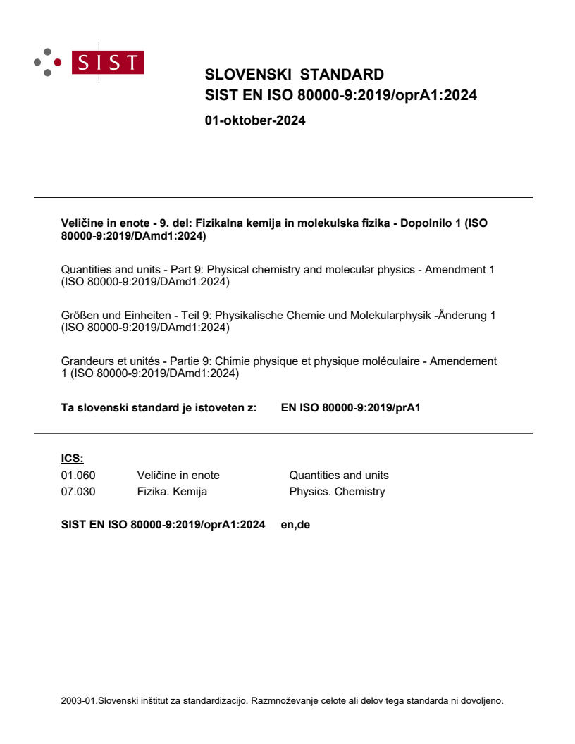 EN ISO 80000-9:2019/oprA1:2024