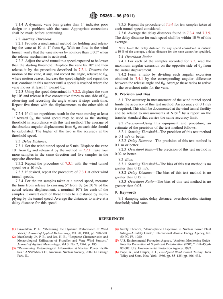 ASTM D5366-96(2011) - Standard Test Method for Determining the Dynamic Performance of a Wind Vane