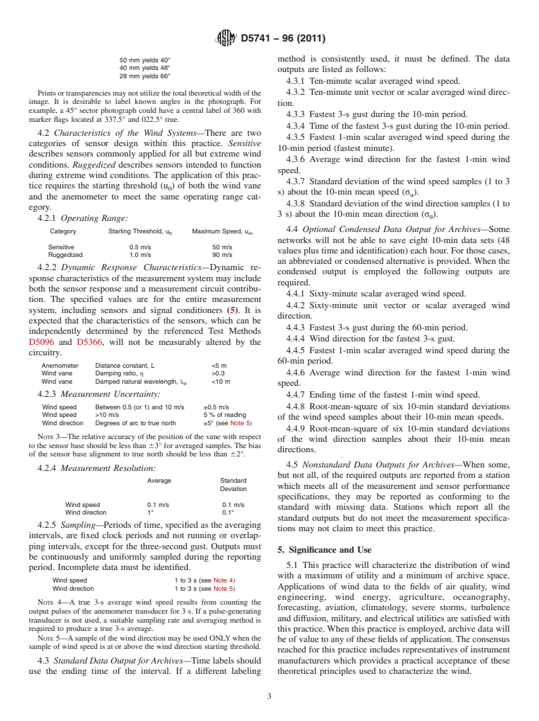 ASTM D5741-96(2011) - Standard Practice for  Characterizing Surface Wind Using a Wind Vane and Rotating Anemometer